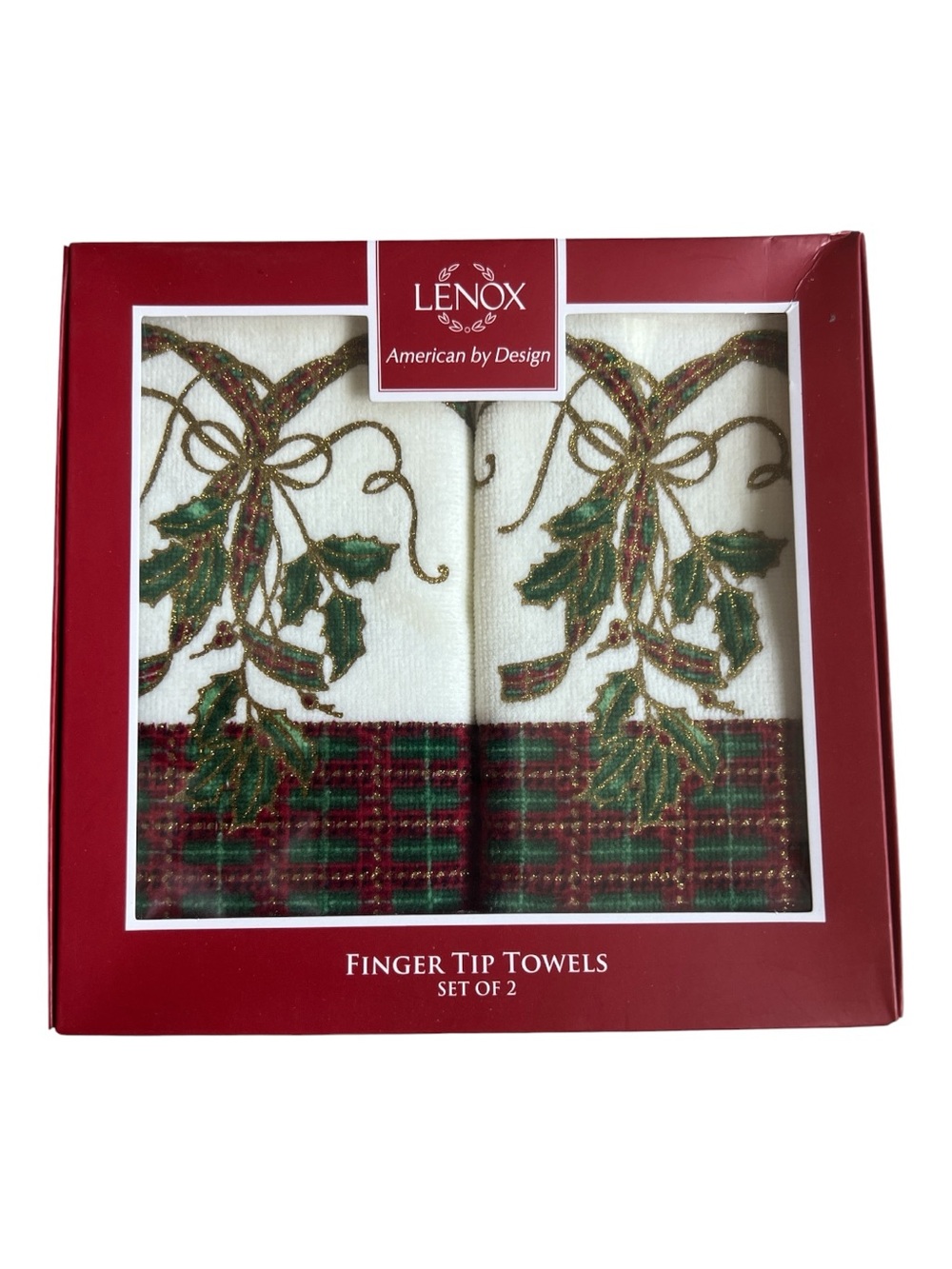 NIB Lenox Finger Tip Towel Set Holiday Nouveau Multi